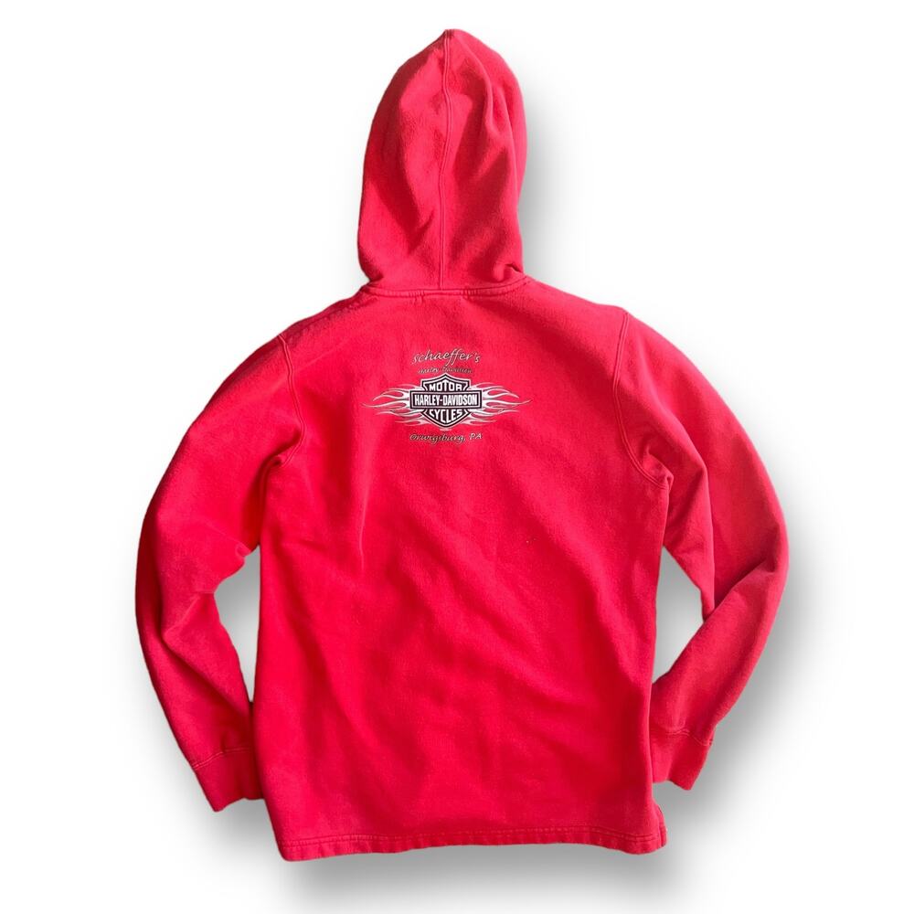 Vintage Y2K Harley Davidson Lace Up Neck Hoodie Sweatshirt Womens Size Small - Picture 2 of 8